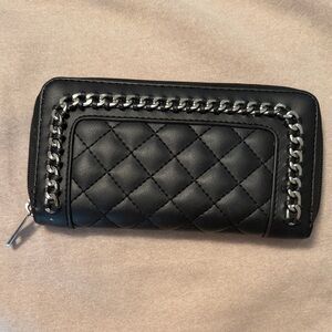 Black Quilted Chain Wallet